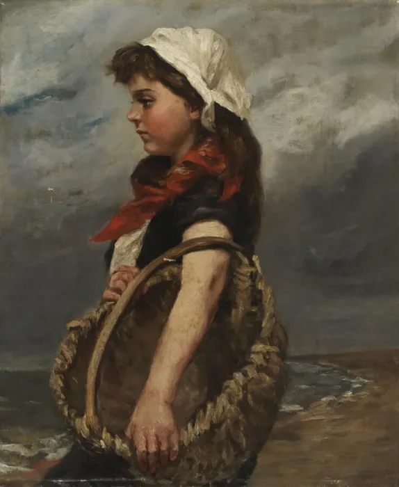 Framed Print : Girl with Basket, ca. 1888. Creator: Alice Pike Barney Framed Print : Girl with Basket, ca. 1888. Creator: Alice Pike Barney
