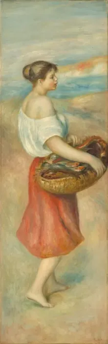 Framed Print : Girl with a Basket of Fish, c. 1889. Creator: Pierre-Auguste Renoir Framed Print : Girl with a Basket of Fish, c. 1889. Creator: Pierre-Auguste Renoir