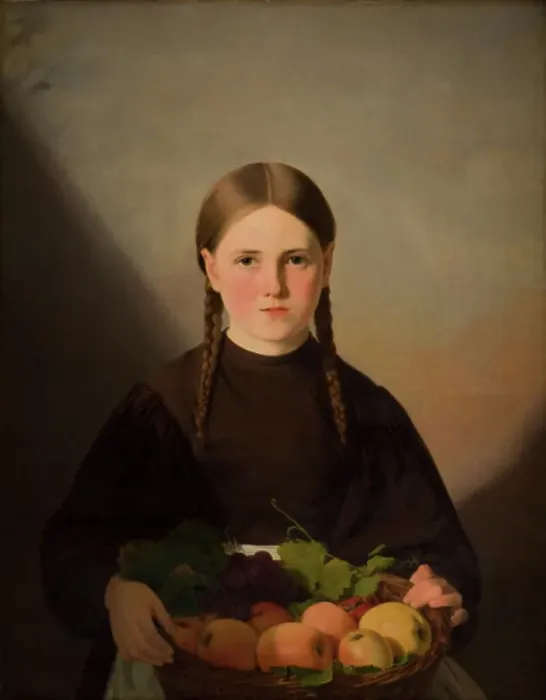 Framed Print : A Girl with a Basket of Fruits, 1834-1835. Creator: Jorgen Pedersen Roed Framed Print : A Girl with a Basket of Fruits, 1834-1835. Creator: Jorgen Pedersen Roed
