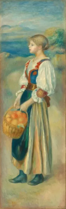 Framed Print : Girl with a Basket of Oranges, c. 1889. Creator: Pierre-Auguste Renoir Framed Print : Girl with a Basket of Oranges, c. 1889. Creator: Pierre-Auguste Renoir