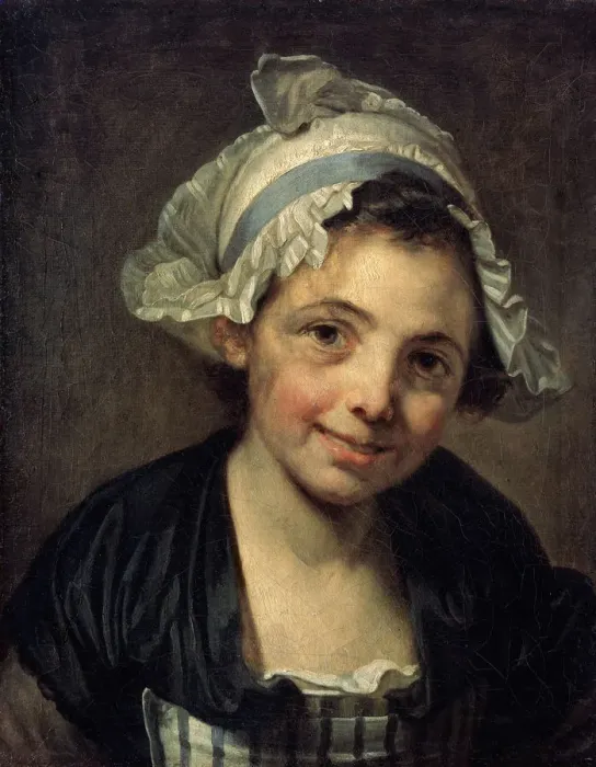 Framed Print : Girl in a Bonnet, 1760s. Artist: Jean-Baptiste Greuze