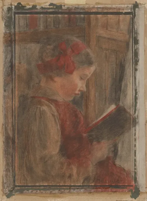 Framed Print : Girl with a book, 1905-1910. Creator: Jozef Hanula Framed Print : Girl with a book, 1905-1910. Creator: Jozef Hanula