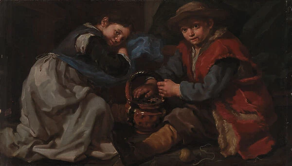 A Girl and a Boy with a Braizer. (Allegory of 'Winter'), 1655-1660. Creator: Bernhard Keil. A Girl and a Boy with a Braizer. (Allegory of 'Winter'), 1655-1660. Creator: Bernhard Keil