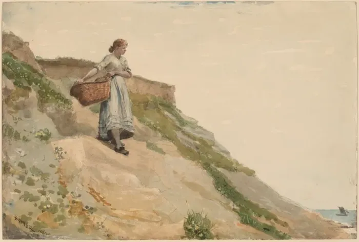 Framed Print : Girl Carrying a Basket, 1882. Creator: Winslow Homer Framed Print : Girl Carrying a Basket, 1882. Creator: Winslow Homer