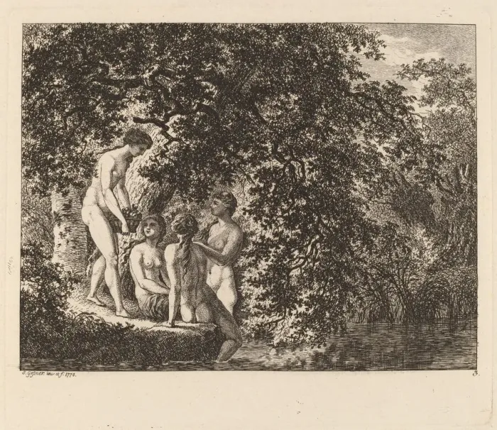 Framed Print : Girl Carrying a Basket of Fruit, 1770. Creator: Salomon Gessner Framed Print : Girl Carrying a Basket of Fruit, 1770. Creator: Salomon Gessner