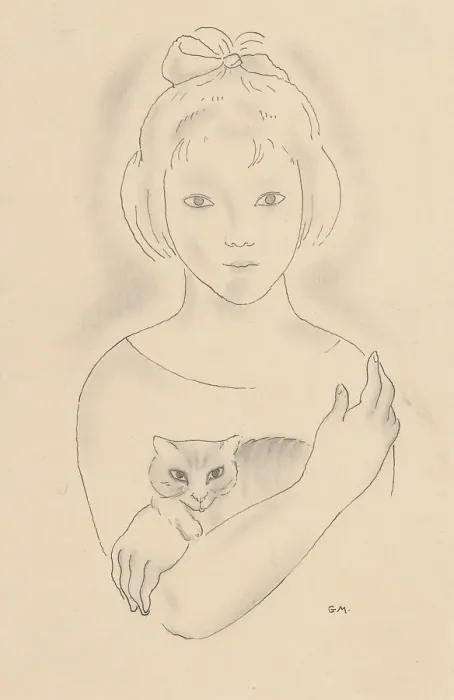 Framed Print : Girl with a cat, around 1927-1928. Creator: Mikulas Galanda Framed Print : Girl with a cat, around 1927-1928. Creator: Mikulas Galanda