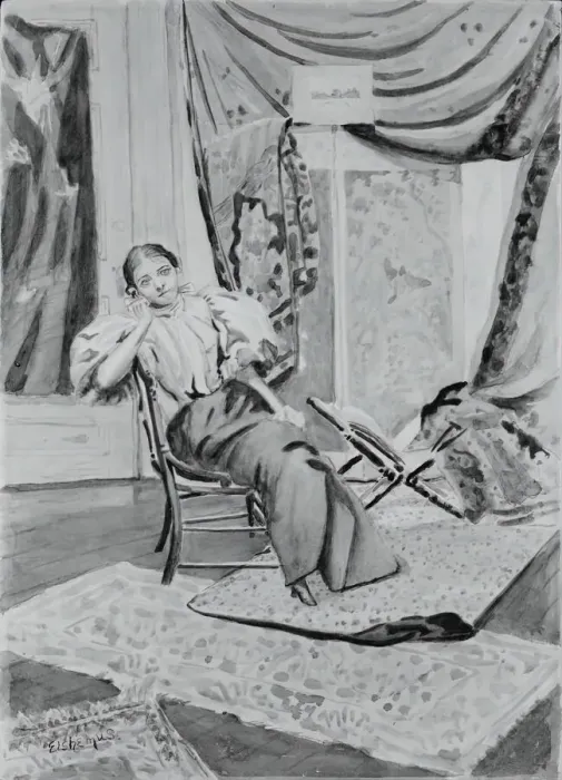 Framed Print : Girl on Chair, c. 1891. Creator: Louis Michel Eilshemius Framed Print : Girl on Chair, c. 1891. Creator: Louis Michel Eilshemius