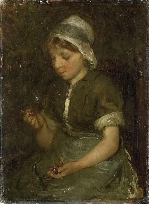 Framed Print : Girl with Cherries, c.1860-c.1914. Creator: Bernardus Johannes Blommers Framed Print : Girl with Cherries, c.1860-c.1914. Creator: Bernardus Johannes Blommers