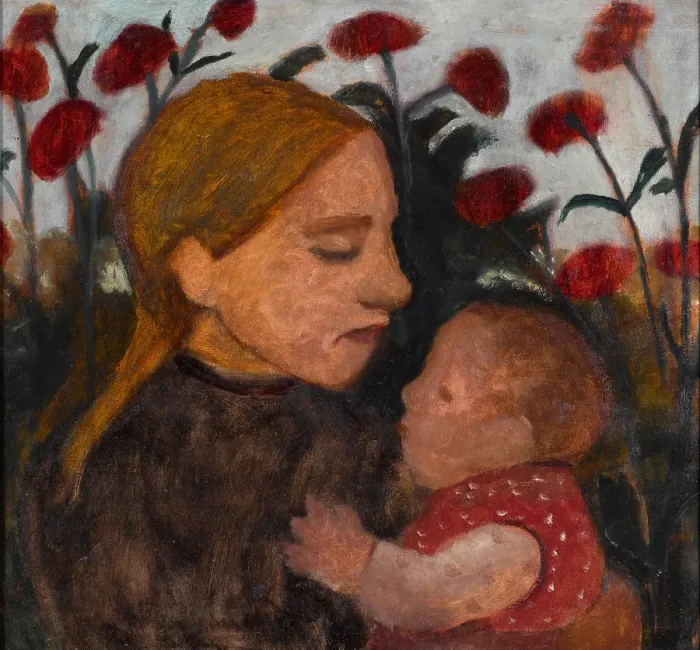 Framed Print : Girl with child, 1902. Artist: Modersohn-Becker, Paula (1876-1907) Framed Print : Girl with child, 1902. Artist: Modersohn-Becker, Paula (1876-1907)