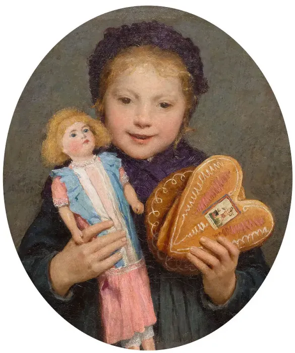 Framed Print : Girl with Christmas Gifts, c1899. Creator: Anker; Albert (1831-1910) Framed Print : Girl with Christmas Gifts, c1899. Creator: Anker; Albert (1831-1910)