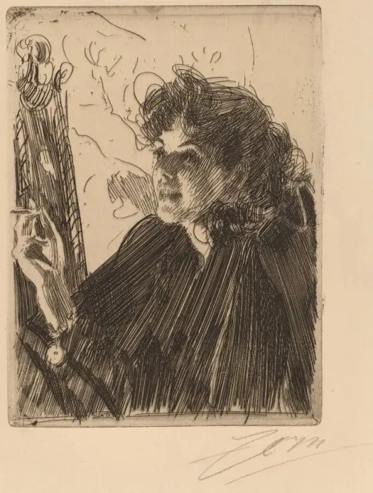 Framed Print : Girl with Cigarette, 1891. Creator: Anders Leonard Zorn Framed Print : Girl with Cigarette, 1891. Creator: Anders Leonard Zorn