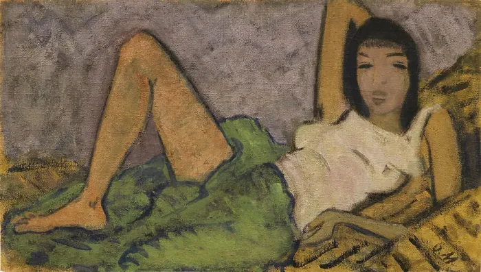 Framed Print : Girl on the couch, 1914. Creator: Mueller, Otto (1874-1930) Framed Print : Girl on the couch, 1914. Creator: Mueller, Otto (1874-1930)