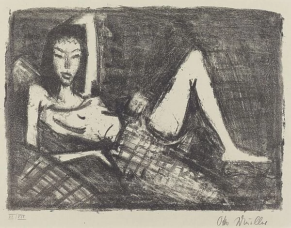 Girl on a Couch (Mädchen auf dem Kanapee), 1921 / 1922. Creator: Otto Mueller
