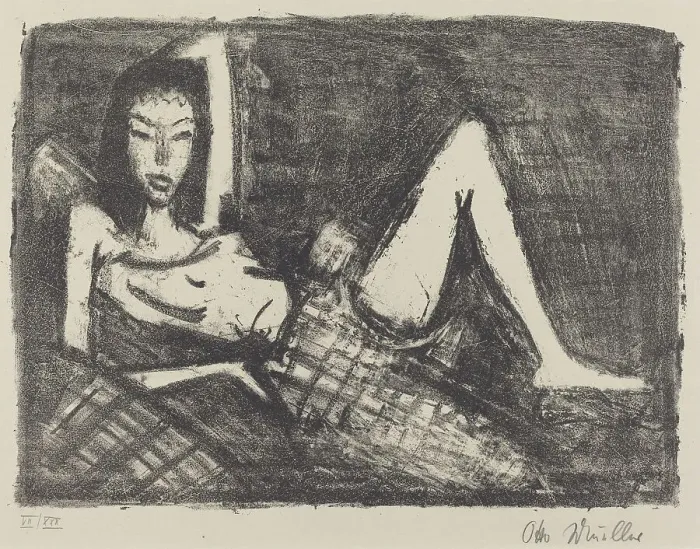 Framed Print : Girl on a Couch (Mädchen auf dem Kanapee), 1921 / 1922. Creator: Otto Mueller Framed Print : Girl on a Couch (Mädchen auf dem Kanapee), 1921 / 1922. Creator: Otto Mueller