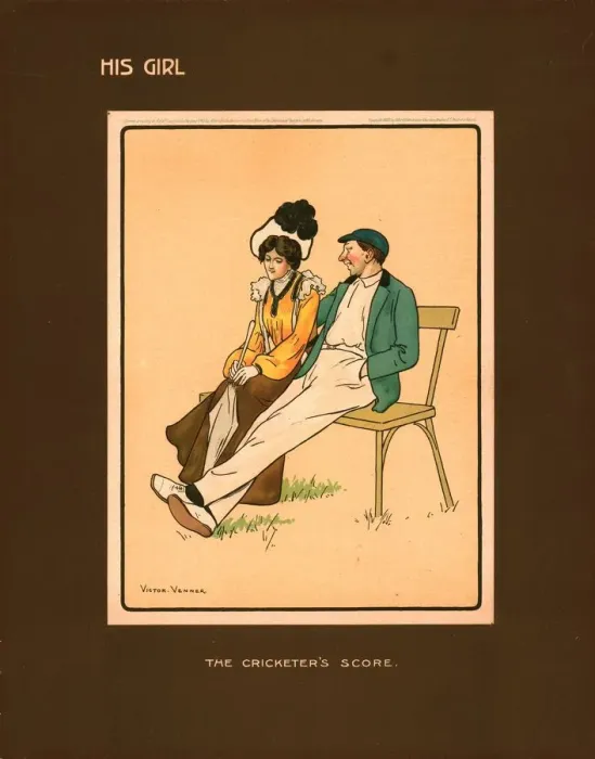 Framed Print : His Girl, The Cricketers Score. Creator: Victor Venner Framed Print : His Girl, The Cricketers Score. Creator: Victor Venner