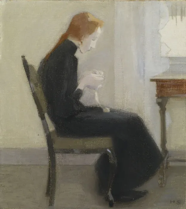Framed Print : Girl crocheting, 1904 Framed Print : Girl crocheting, 1904