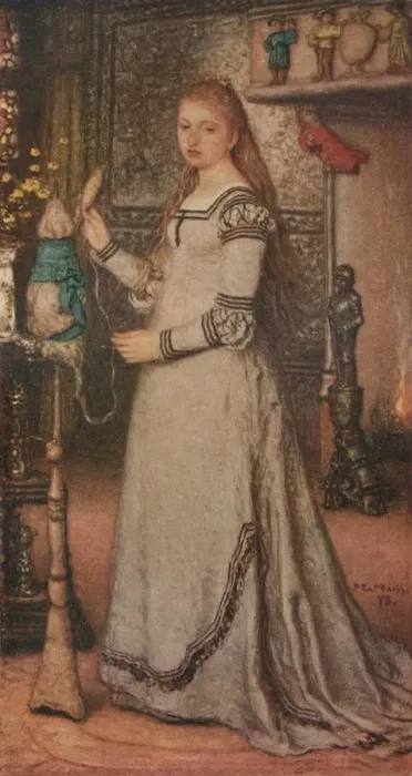 Framed Print : Girl with a Distaff, c1873. Artist: Matthijs Maris Framed Print : Girl with a Distaff, c1873. Artist: Matthijs Maris