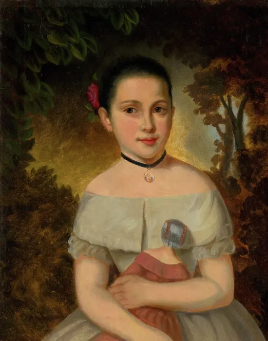 Framed Print : Girl with a doll, 1830. Creator: Jozef Czauczik Framed Print : Girl with a doll, 1830. Creator: Jozef Czauczik