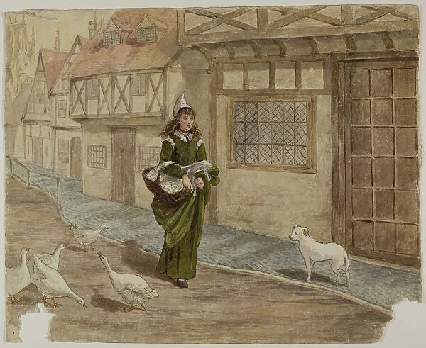 Girl with Eggs and Geese, n. d. Creator: Catherine Greenaway