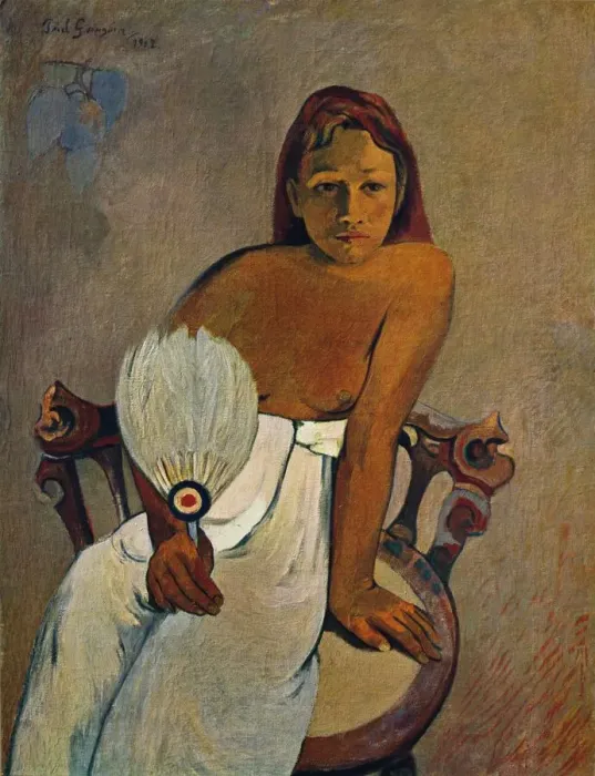 Framed Print : The Girl with a Fan, 1902. Artist: Paul Gauguin Framed Print : The Girl with a Fan, 1902. Artist: Paul Gauguin
