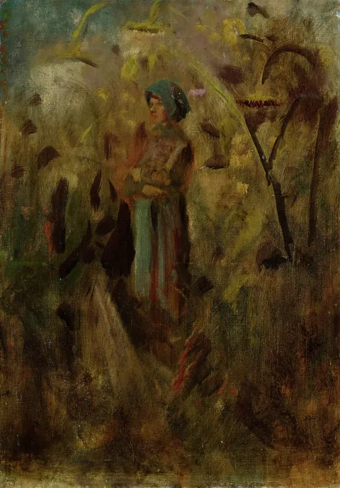 Framed Print : Girl in a Field, 1900-1910. Creator: Ladislav Mednyanszky Framed Print : Girl in a Field, 1900-1910. Creator: Ladislav Mednyanszky