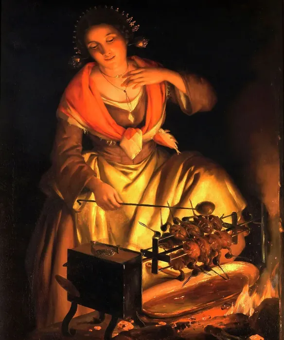 Framed Print : Girl in front of a fireplace, 1870 Framed Print : Girl in front of a fireplace, 1870