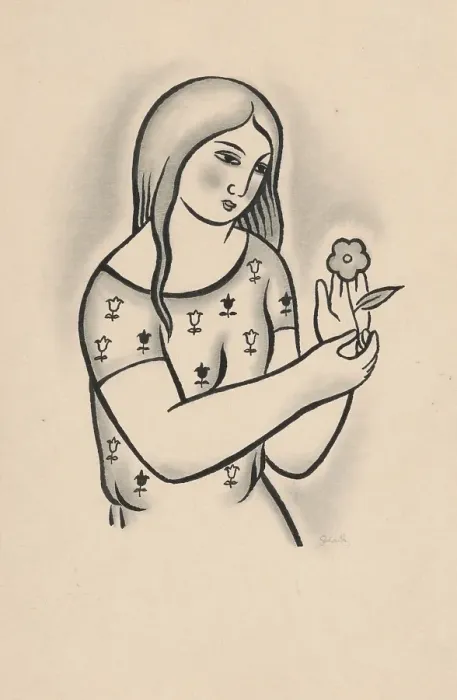 Framed Print : Girl with a flower, around 1926-1927. Creator: Mikulas Galanda Framed Print : Girl with a flower, around 1926-1927. Creator: Mikulas Galanda