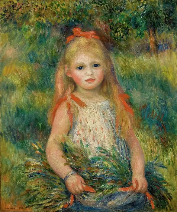 Framed Print : Girl with Flowers, 1888. Creator: Renoir, Pierre Auguste (1841-1919) Framed Print : Girl with Flowers, 1888. Creator: Renoir, Pierre Auguste (1841-1919)