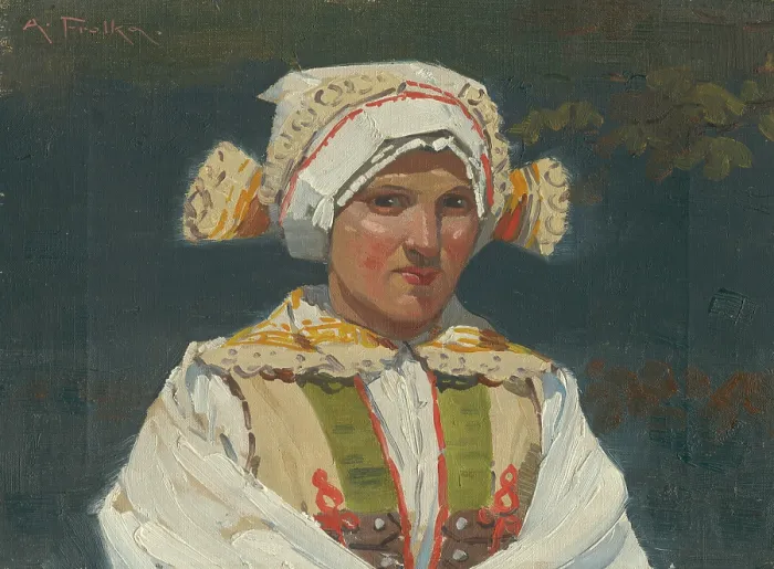 Framed Print : Girl in a Folk Costume, 1910. Creator: Anton Frolka Framed Print : Girl in a Folk Costume, 1910. Creator: Anton Frolka