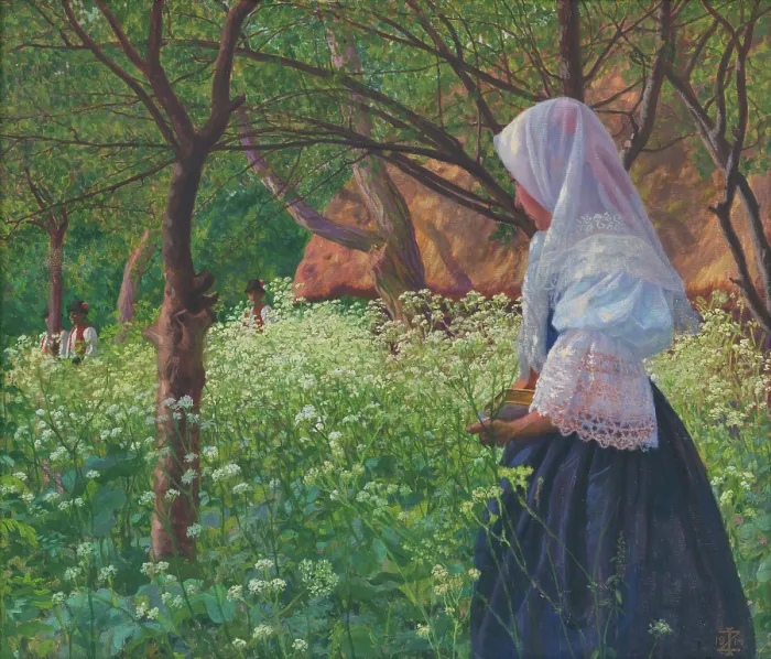 Framed Print : Girl in a Folk Costume, 1914. Creator: Ivan Zabota Framed Print : Girl in a Folk Costume, 1914. Creator: Ivan Zabota