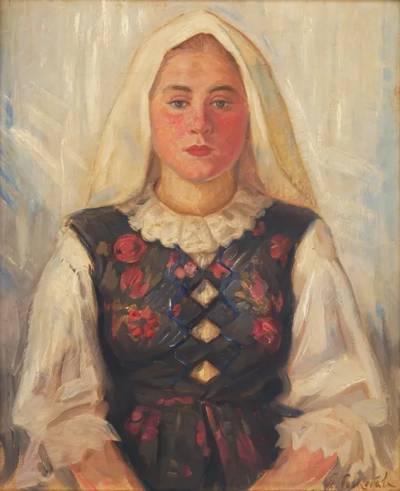 Framed Print : Girl in folk costume, 1946-1947. Creator: Stefan Polkorab Framed Print : Girl in folk costume, 1946-1947. Creator: Stefan Polkorab
