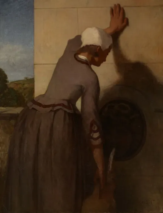 Framed Print : Girl at the Fountain, 1852-54. Creator: William Morris Hunt Framed Print : Girl at the Fountain, 1852-54. Creator: William Morris Hunt