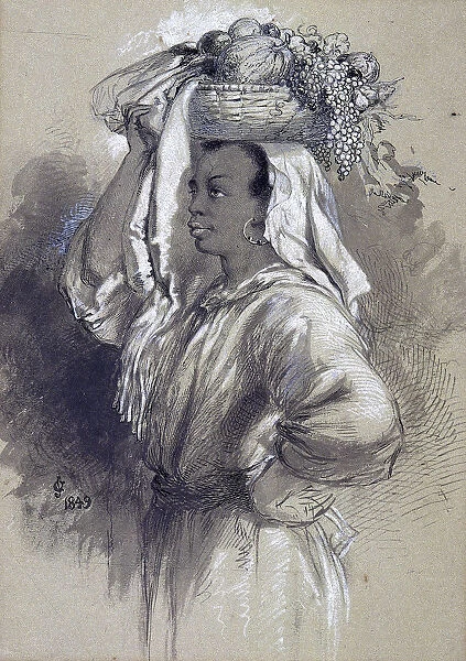 Girl with Fruit, 1849. Artist: Sir John Gilbert