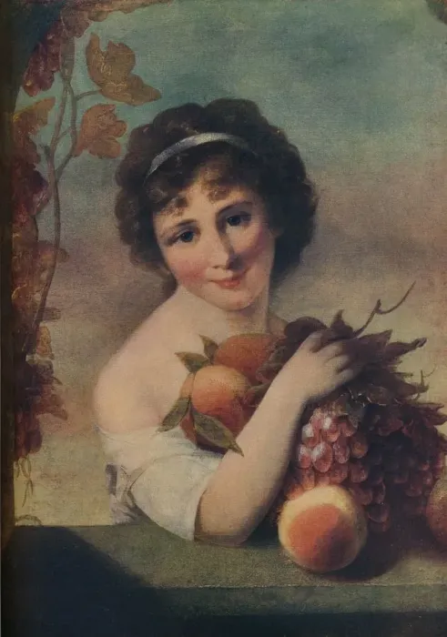 Framed Print : Girl With Fruit, c1780, (1910). Artist: Matthew William Peters Framed Print : Girl With Fruit, c1780, (1910). Artist: Matthew William Peters
