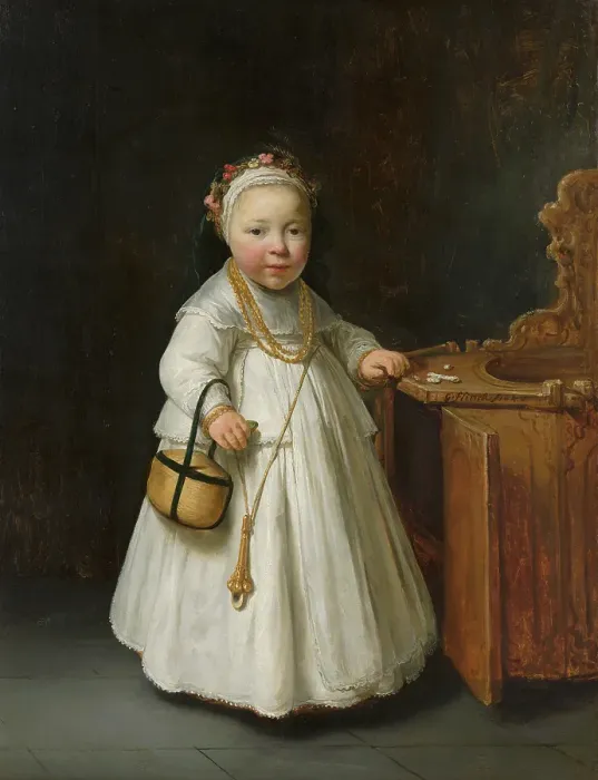 Framed Print : Girl by a High Chair. Creator: Govaert Flinck Framed Print : Girl by a High Chair. Creator: Govaert Flinck
