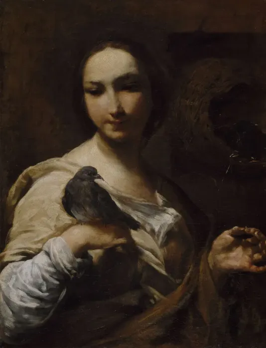 Framed Print : Girl Holding a Dove, 1721-27. Creator: Giuseppe Maria Crespi Framed Print : Girl Holding a Dove, 1721-27. Creator: Giuseppe Maria Crespi