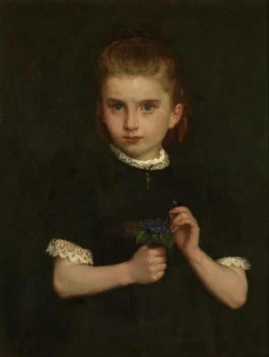 Framed Print : Girl holding Violets, late 19th-early 20th century. Creator: Eugene Siberdt Framed Print : Girl holding Violets, late 19th-early 20th century. Creator: Eugene Siberdt