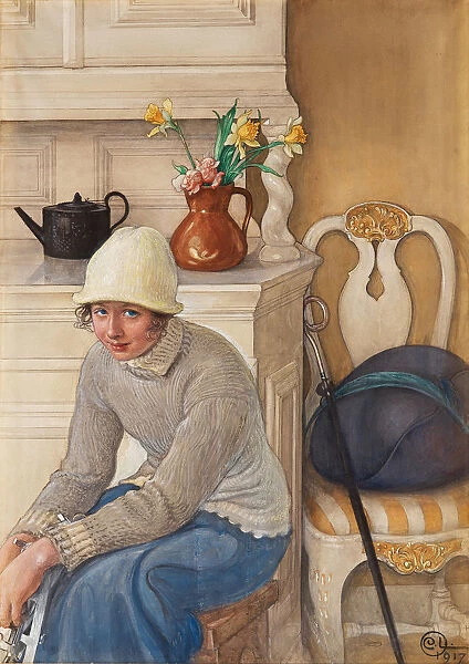 Girl with ice skates, 1917