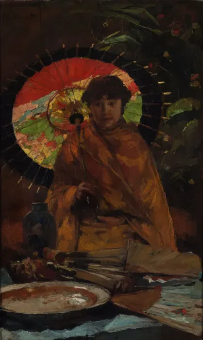 Framed Print : Girl with Japanese parasol, ca 1899. Artist: Zwart, Willem de (862-1931) Framed Print : Girl with Japanese parasol, ca 1899. Artist: Zwart, Willem de (862-1931)