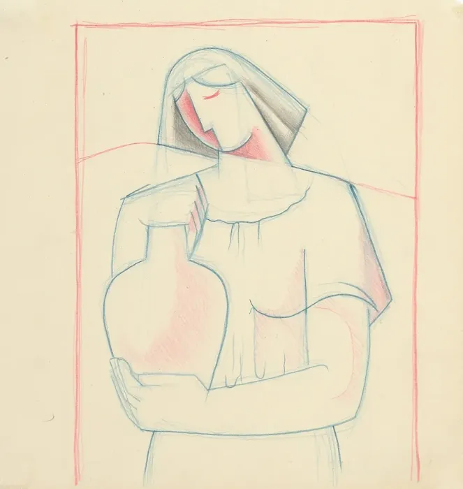 Framed Print : Girl with a jug, 1932-1936. Creator: Mikulas Galanda Framed Print : Girl with a jug, 1932-1936. Creator: Mikulas Galanda
