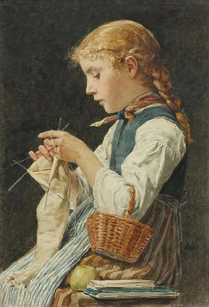 Girl Knitting, c. 1886