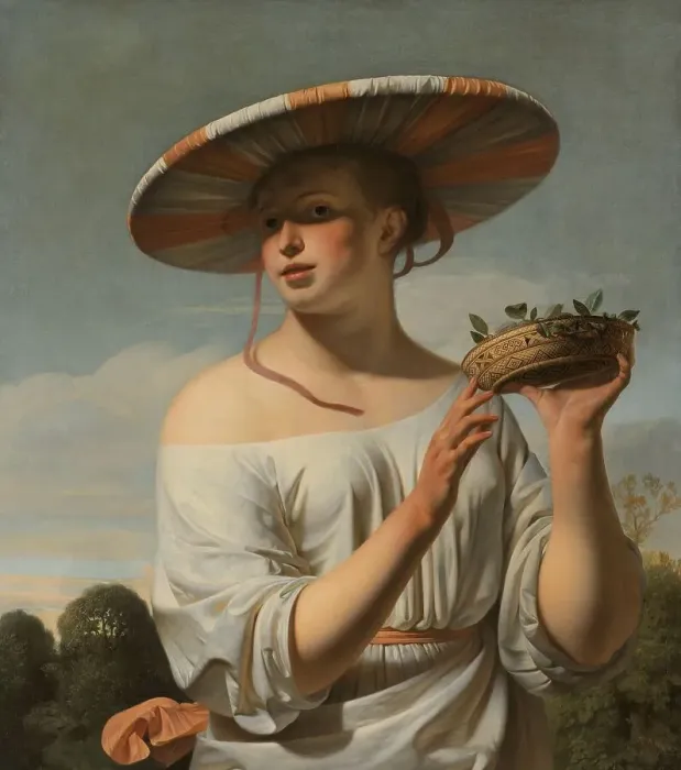 Framed Print : Girl in a Large Hat, c.1645-c.1650. Creator: Caesar Boëtius van Everdingen