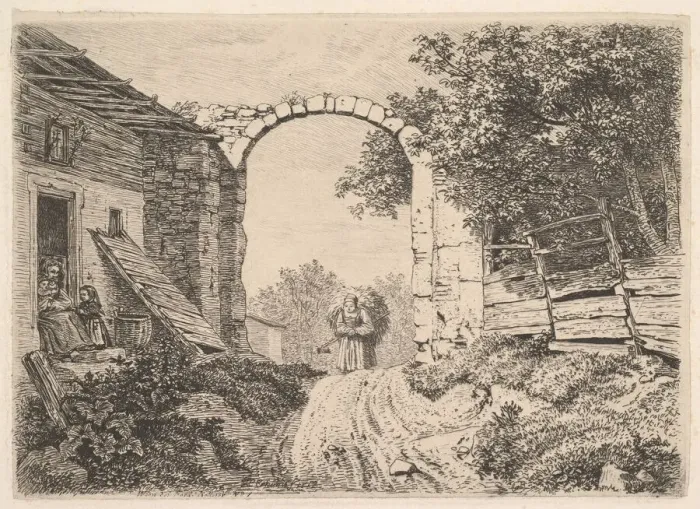 Framed Print : Girl with a Load of Hay, Outside of Thorbogen, 1817. Creator: Johann Christian Erhard Framed Print : Girl with a Load of Hay, Outside of Thorbogen, 1817. Creator: Johann Christian Erhard