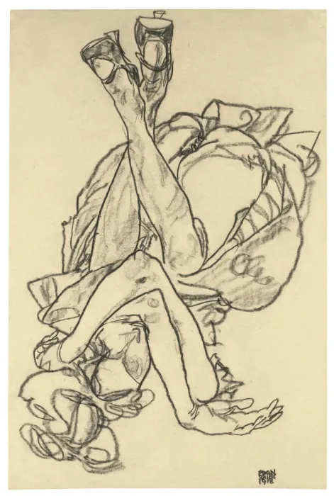 Framed Print : Girl lying on her back with crossed arms and legs, 1918. Artist: Schiele, Egon (1890?1918) Framed Print : Girl lying on her back with crossed arms and legs, 1918. Artist: Schiele, Egon (1890?1918)