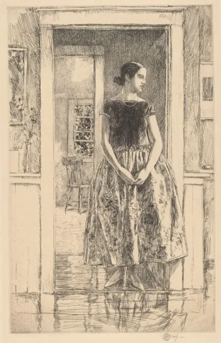 Framed Print : Girl in a Modern Gown, 1922. Creator: Frederick Childe Hassam Framed Print : Girl in a Modern Gown, 1922. Creator: Frederick Childe Hassam