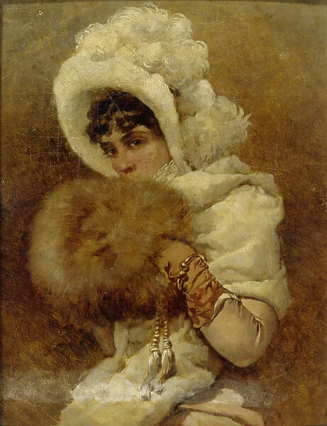 Girl with a Muff, 1884. Artist: Makovsky, Vladimir Yegorovich (1846-1920)