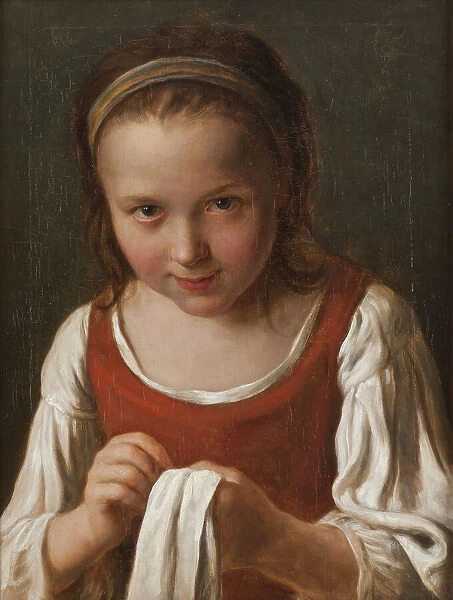 Girl with Needle-work, mid-18th century. Creator: Pietro Rotari