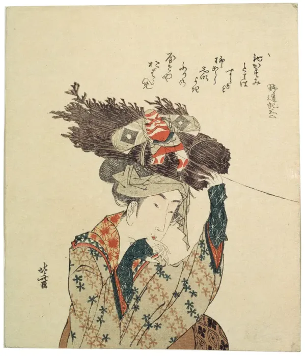 Framed Print : A Girl from Ohara, 1806-1815. Artist: Hokusai Framed Print : A Girl from Ohara, 1806-1815. Artist: Hokusai