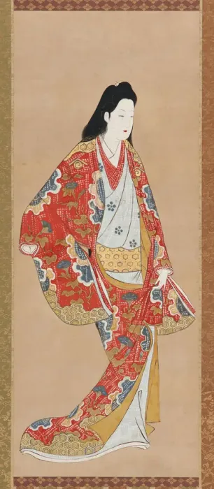 Framed Print : Girl in an orange vermillion dress, Edo period, Kambun era, 1661-1673. Creator: Unknown Framed Print : Girl in an orange vermillion dress, Edo period, Kambun era, 1661-1673. Creator: Unknown
