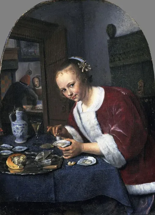 Framed Print : Girl with oysters. Artist: Steen, Jan Havicksz (1626-1679) Framed Print : Girl with oysters. Artist: Steen, Jan Havicksz (1626-1679)